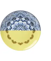 Heinen Delfts Blauw wandbord keramiek mandala geel 20.5cm delfts blauw  kopen?