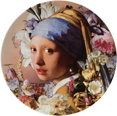 Heinen Delfts Blauw wandbord keramiek meisje met de parel 31cm delfts blauw 