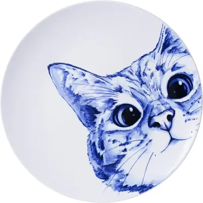Heinen Delfts Blauw wandbord keramiek poes 31cm delfts blauw 