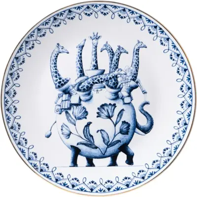 Heinen Delfts Blauw wandbord keramiek redmer hoekstra giraffe 31cm delfts blauw 