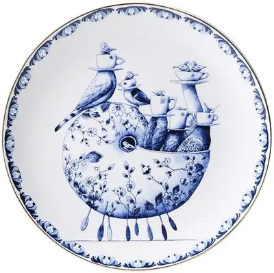 Heinen Delfts Blauw wandbord keramiek slak 20cm delfts blauw 