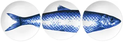 Heinen Delfts Blauw wandbord keramiek vis drieluik 26cm delfts blauw 