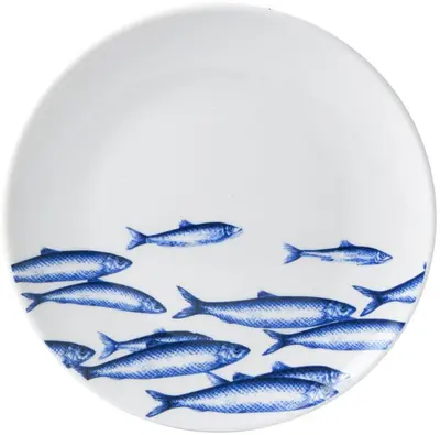 Heinen Delfts Blauw wandbord keramiek vissen 26.5cm delfts blauw 