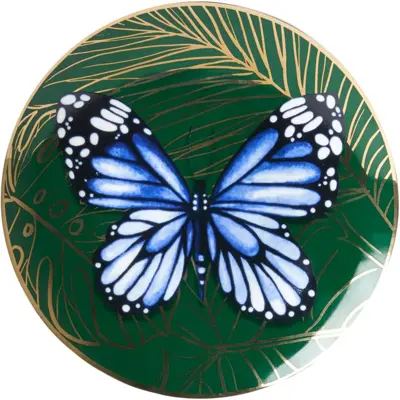 Heinen Delfts Blauw wandbord keramiek vlinder 16cm delfts blauw 