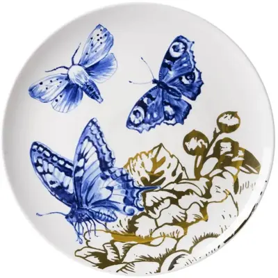 Heinen Delfts Blauw wandbord keramiek vlinders 26.5cm delfts blauw 