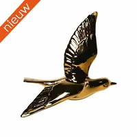 Heinen Delfts Blauw wanddecoratie keramiek vogel 9x17cm goud kopen?
