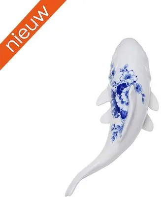 Heinen Delfts Blauw wandornament keramiek vis 19x11cm delfts blauw