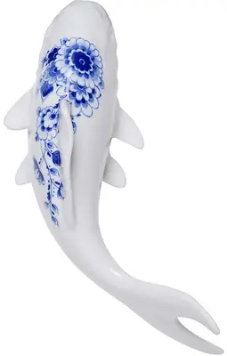 Heinen Delfts Blauw wandornament keramiek vis 23x15cm delfts blauw