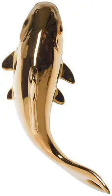 Heinen Delfts Blauw wandornament keramiek vis 23x15cm goud
