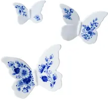 Heinen Delfts Blauw wandornament keramiek vlinder 6/8/10cm delfts blauw 3 stuks kopen?
