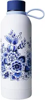 Heinen Delfts Blauw waterfles metaal bloemen 7x22cm delfts blauw