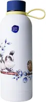 Heinen Delfts Blauw waterfles metaal bosvogels 7x22cm delfts blauw
