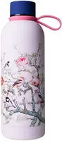 Heinen Delfts Blauw waterfles metaal bosvogels roze 7x22cm multi