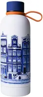 Heinen Delfts Blauw waterfles metaal grachtenpanden 7x22cm delfts blauw