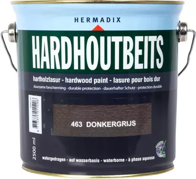 Hermadix hardhoutbeits zijdeglans 2500 ml donker grijs (463)