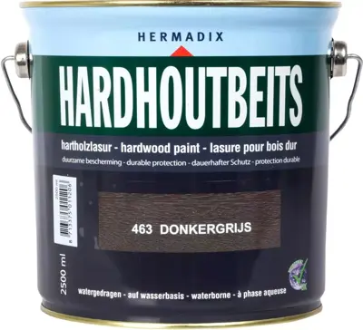 Hermadix hardhoutbeits zijdeglans 2500 ml donker grijs (463)