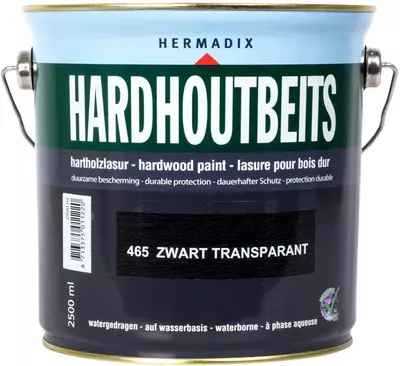 Hermadix hardhoutbeits zijdeglans 2500 ml zwart transparant (465)