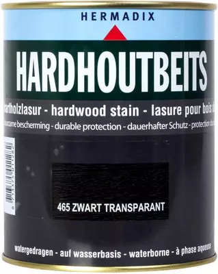 Hermadix hardhoutbeits zijdeglans 750 ml zwart transparant (465)