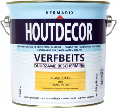 Hermadix houtdecor zijdeglans 2500 ml blank vuren (659) transparant