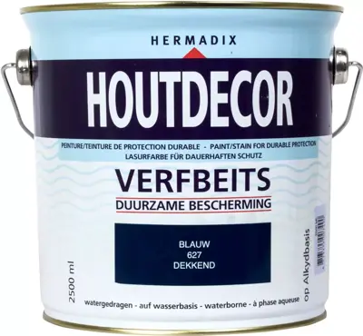 Hermadix houtdecor zijdeglans 2500 ml blauw (627) dekkend