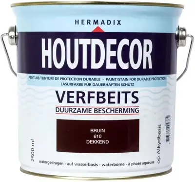 Hermadix houtdecor zijdeglans 2500 ml bruin (610) dekkend