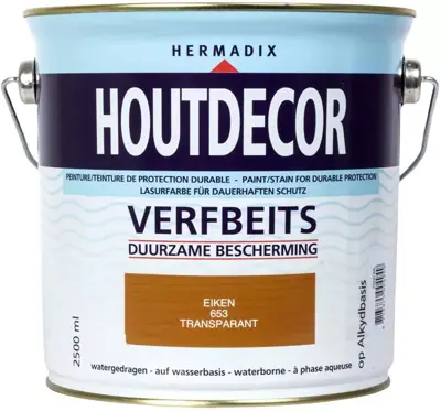 Hermadix houtdecor zijdeglans 2500 ml eiken (653) transparant