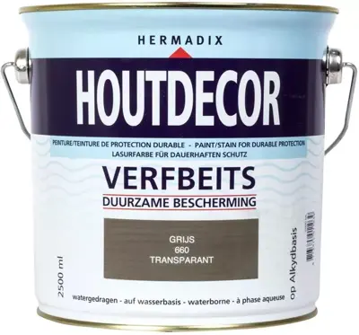 Hermadix houtdecor zijdeglans 2500 ml grijs (660) transparant