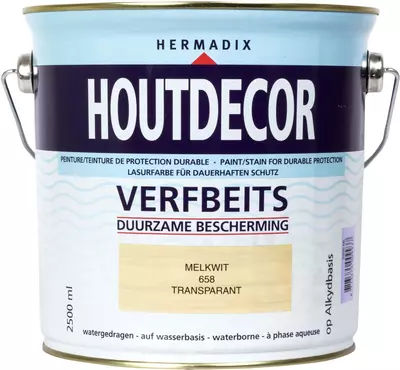 Hermadix houtdecor zijdeglans 2500 ml melkwit (658) transparant