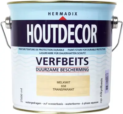 Hermadix houtdecor zijdeglans 2500 ml melkwit (658) transparant