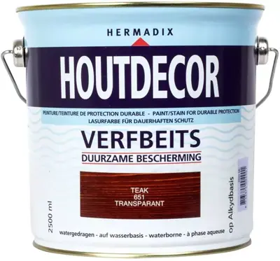 Hermadix houtdecor zijdeglans 2500 ml teak (651) transparant