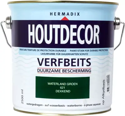 Hermadix houtdecor zijdeglans 2500 ml waterland groen (621) dekkend