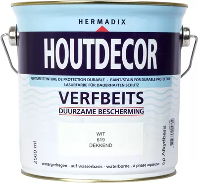 Hermadix houtdecor zijdeglans 2500 ml wit (619) dekkend