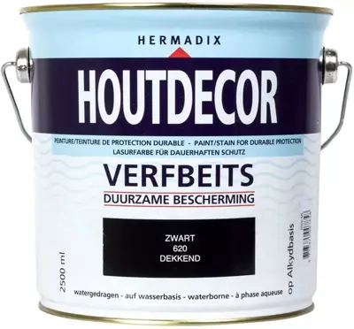  Hermadix houtdecor zijdeglans 2500 ml zwart (620) dekkend