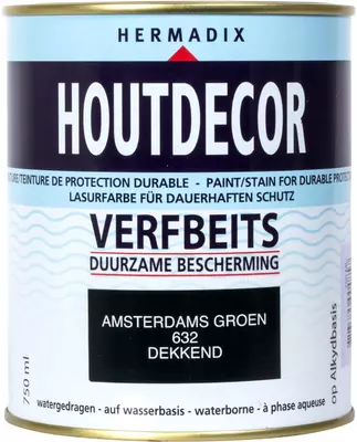 Hermadix houtdecor zijdeglans 750 ml amsterdams groen (632) dekkend