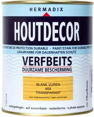  Hermadix houtdecor zijdeglans 750 ml blank vuren (659) transparant