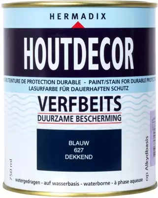 Hermadix houtdecor zijdeglans 750 ml blauw (627) dekkend