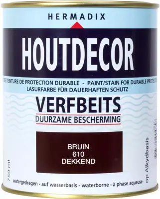 Hermadix houtdecor zijdeglans 750 ml bruin (610) dekkend