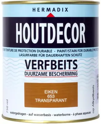 Hermadix houtdecor zijdeglans 750 ml eiken (653) transparant