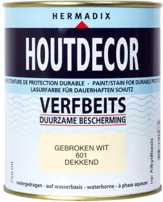 Hermadix houtdecor zijdeglans 750 ml gebroken wit (601) dekkend