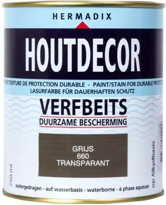 Hermadix houtdecor zijdeglans 750 ml grijs (660) transparant