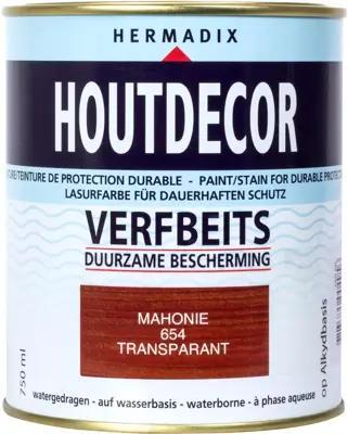  Hermadix houtdecor zijdeglans 750 ml mahonie (654) transparant