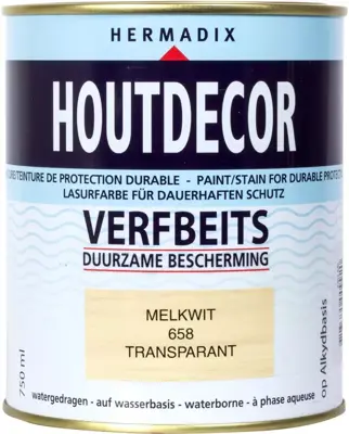 Hermadix houtdecor zijdeglans 750 ml melkwit (658) transparant