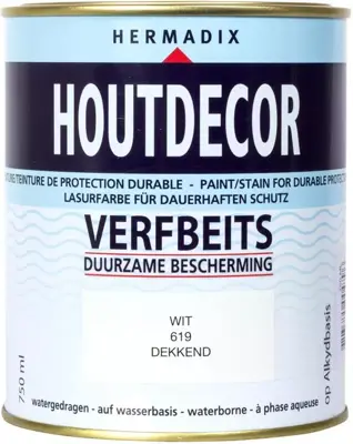 Hermadix houtdecor zijdeglans 750 ml wit (619) dekkend