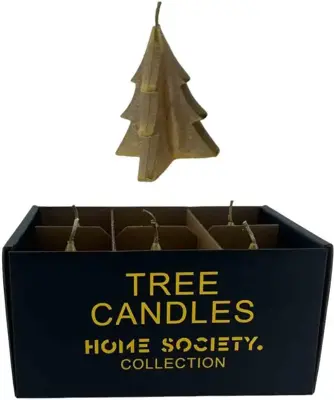 Home Society kaars kerstboom 6.5x8cm goud 1 stuks - afbeelding 1