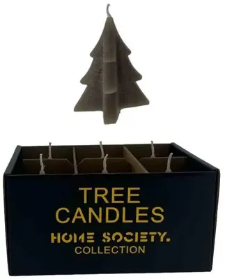 Home Society kaars kerstboom 6.5x8cm taupe 1 stuks