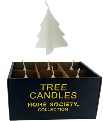 Home Society kaars kerstboom 6.5x8cm wit 1 stuks - afbeelding 1