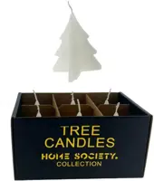 Home Society kaars kerstboom 6.5x8cm wit 1 stuks - afbeelding 1