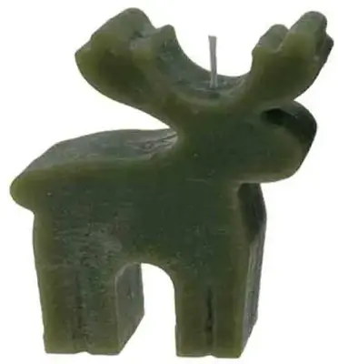 Home Society kaars rendier 2.5x2.5x10cm groen 1 stuks
