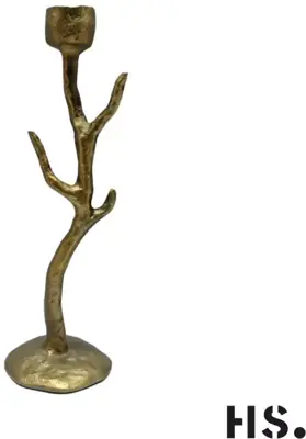 Home Society kandelaar metaal branche 8.5x25cm goud