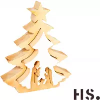 Home Society kerstfiguur hout kerstboom met heilige familie 3.5x16.5x21cm bruin kopen?